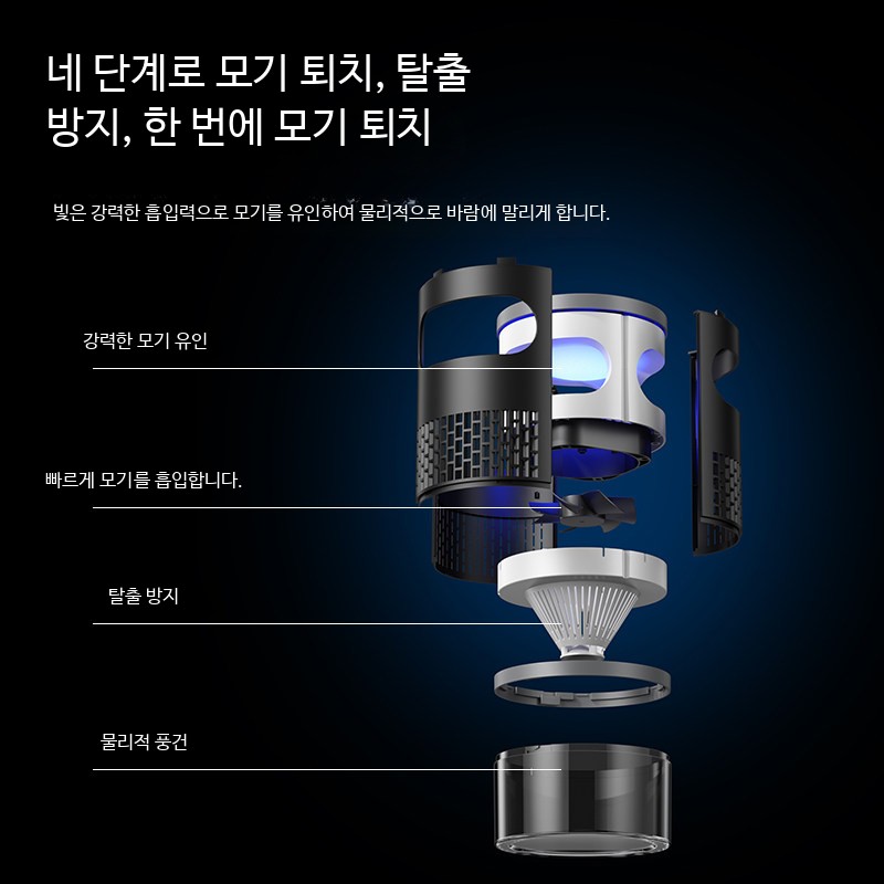 모기 블랙홀 램프 포충기 휴대용 캠핑 흡입식 벌레 포집기 충전식 이미지 6