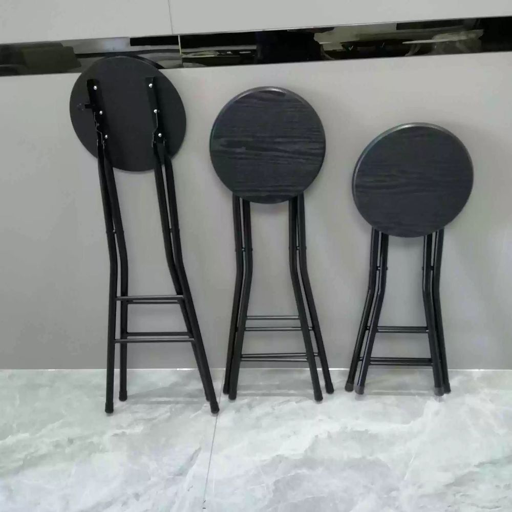 접이식 높은의자 카운터 소프트패드 간이 바의자 바체어 스툴 라운지 A. 70cm 흰색 나무 - 상세 이미지 4