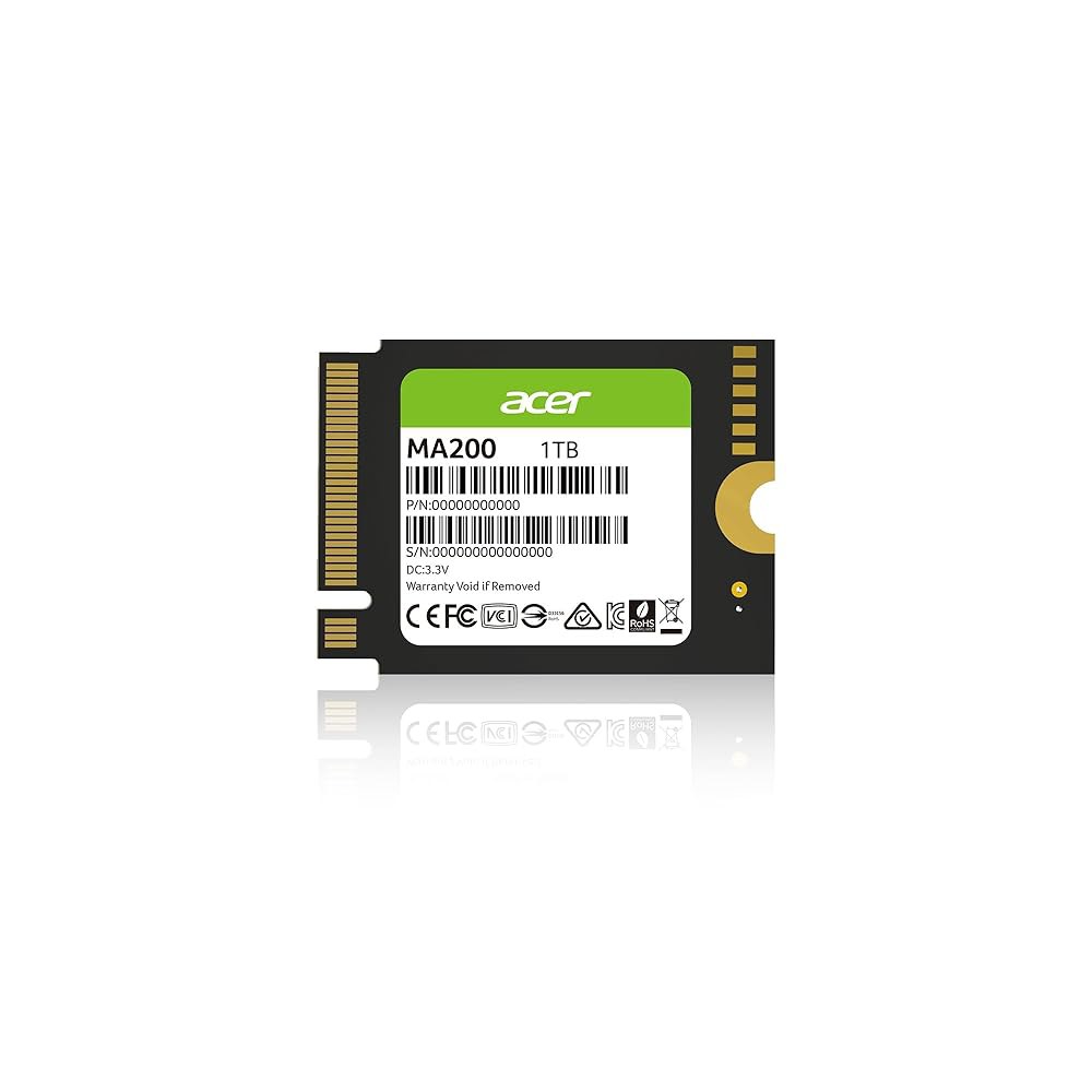 Acer MA200 M.2 2230 SSD NVMe 1TB, PCIe 4세대, 읽기 속도 최대 5200MB/s, Steam Deck, Asus ROG Alli, Microsoft - 상품 이미지