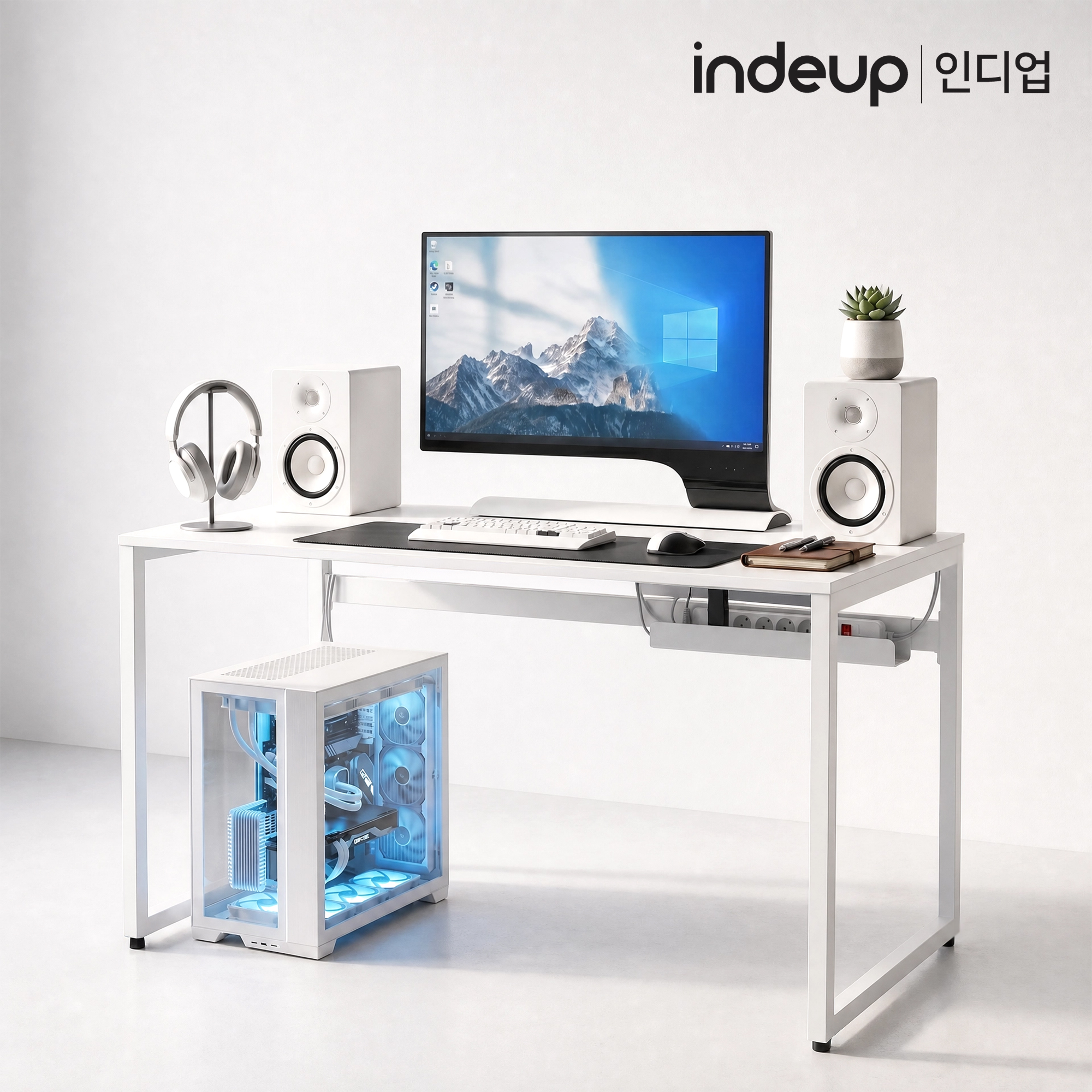 인디업 1100 컴퓨터책상 1인용 학생 공부방 원룸 철제 심플 노트북책상 - 상품 이미지