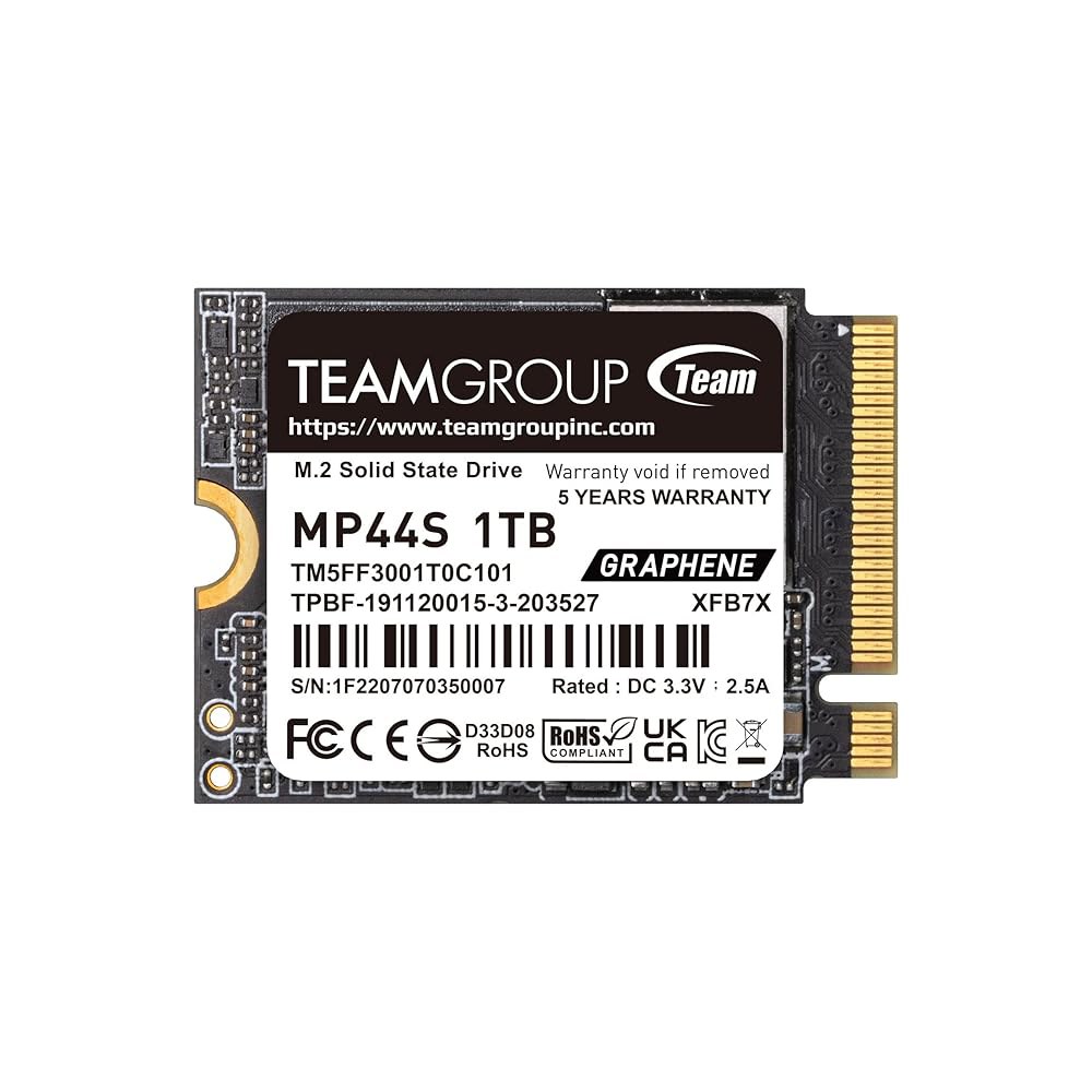 TEAMGROUP MP44S SSD 1TB SLC 캐시 Gen 4x4 M.2 2230 PCIe 4.0 NVMe 스팀 덱 ASUS ROG 앨리 미니 PC R/W 속도 최대 5000 - 상품 이미지