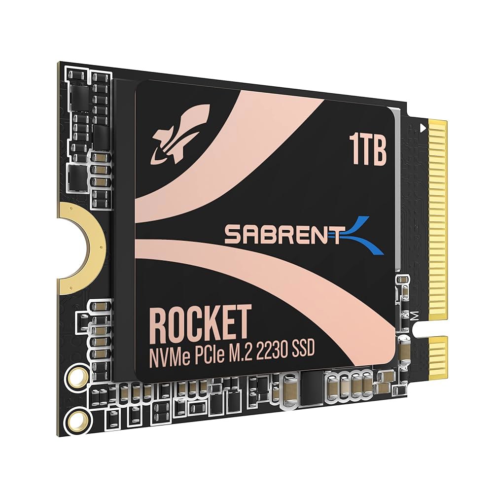 SABRENT Rocket 2230 1TB NVMe SSD u2013 PCIe Gen4 M.2 스팀 덱, 서피스 프로, ROG Alli 최대 5000MB /s x 4 속도, DRA - 상품 이미지