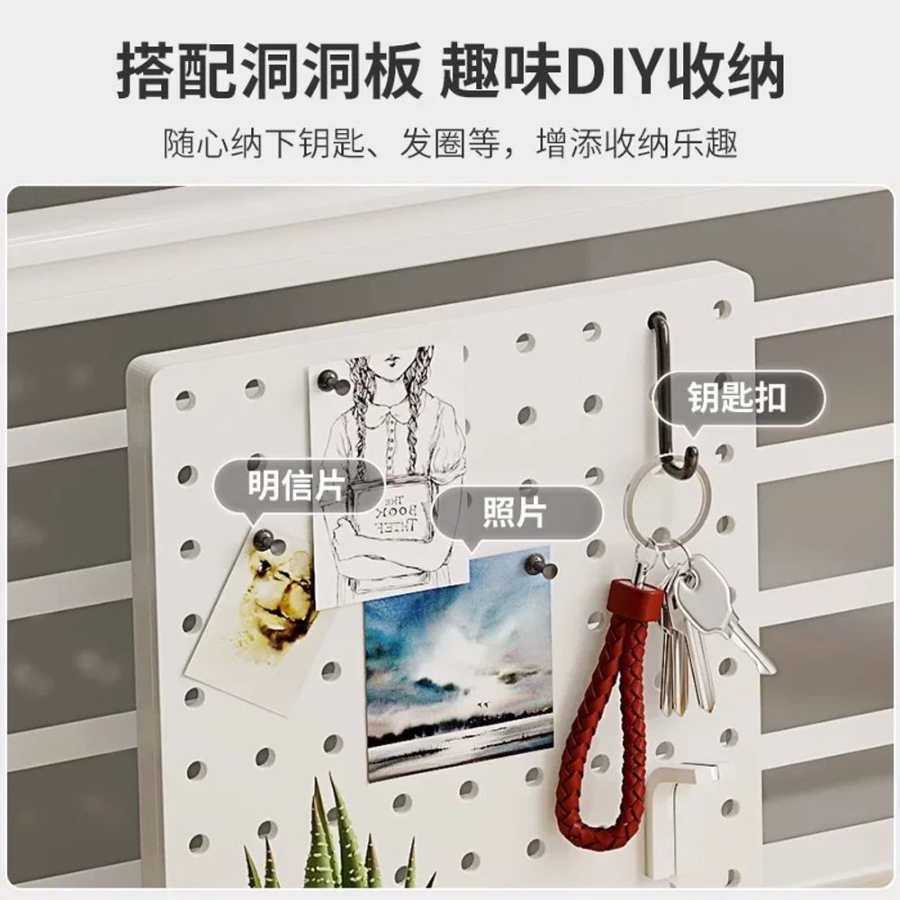 컴퓨터 코너 모니터 사무실 듀얼 선반 받침대 우드 A. 단층 브러싱 화이트 오크 60cm - 상세 이미지 4