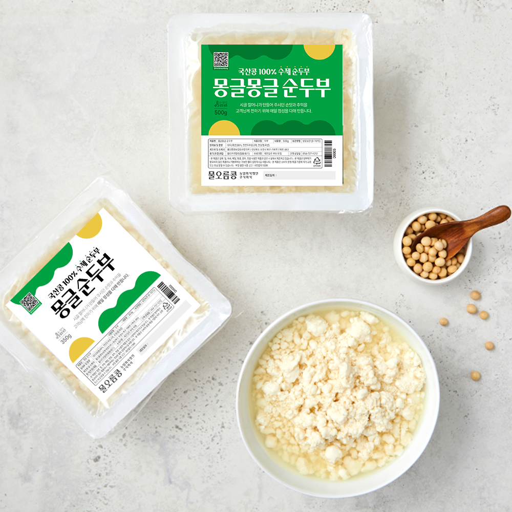 몽글 순두부 당일생산 국산콩만 사용한 수제 두부 물오름콩 시골손두부 400g, 1개 - 상품 이미지