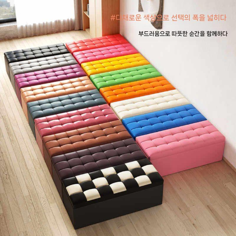 벤치 수납의자 현관 긴의자 정리함 매장 스툴 라이트 그레이 80x40x40cm - 상세 이미지 4