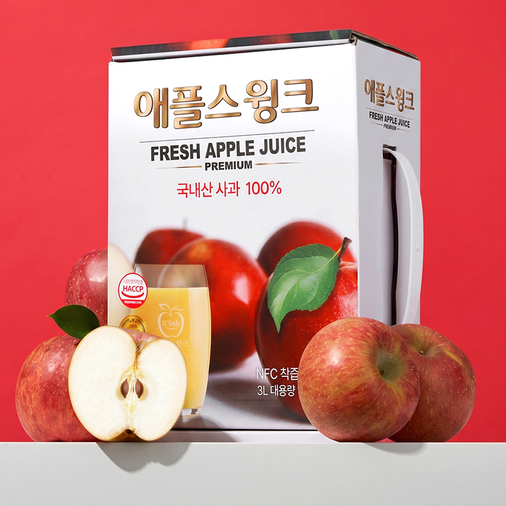 애플스윙크 프리미엄 100% 문경 사과즙 (감홍사과 블렌딩) 3L 대용량 무첨가 사과주스 - 상품 이미지