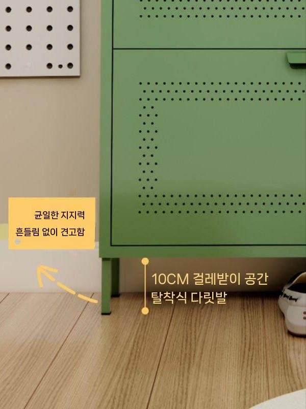 슬림 신발장 틈새 현관 좁은 수납 현관신발장 철제 수납장 보관함 71cm 그린 이미지 6
