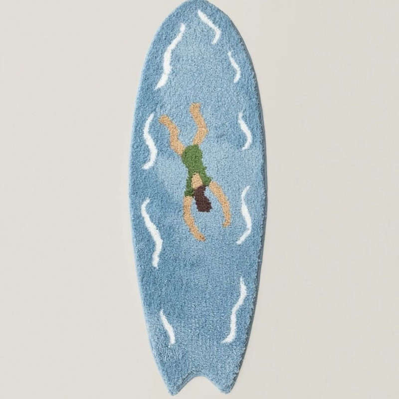 서핑보드러그 미니 발매트 타원형 라운드 바다 45x125cm 비치 서핑 패턴 - 상세 이미지 3