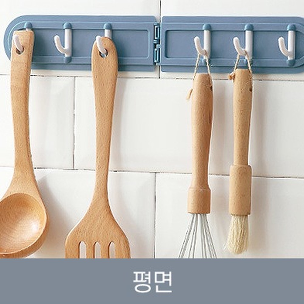 공간활용벽면부착코너후크 강력접착걸이용접이식후크 간편설치주방용 6구 - 상품 이미지