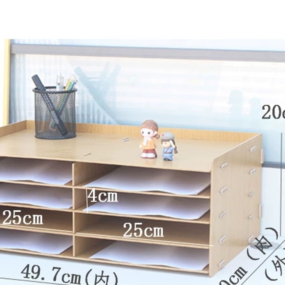 서류정리함 원목 서류함 8칸 파일 보관함 3MM 핑크 정리대 2열 A. 통나무 8개 이중줄 - 상세 이미지 2