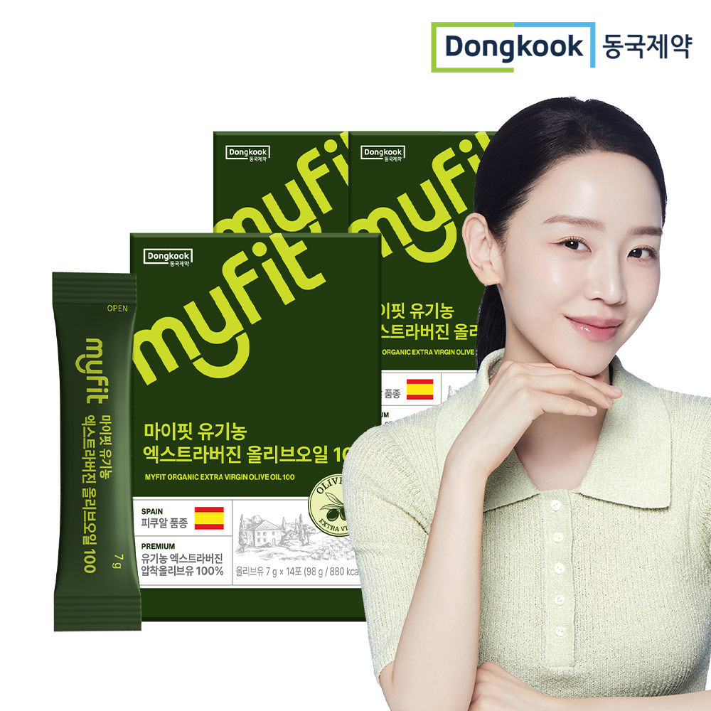 동국제약 마이핏 유기농 냉압착 엑스트라버진 올리브오일100 스틱 스페인산 14포, 3개 - 상품 이미지
