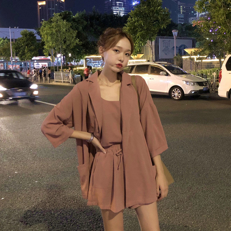 세미정장여자 여성수트세트 여름정장셋업 세미 정장 여자 반바지 블루 M - 상세 이미지 3