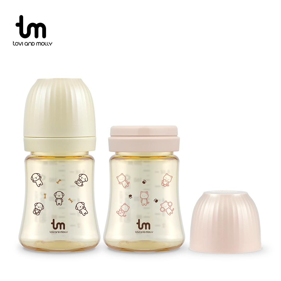 토비앤몰리 PPSU 젖병 -젖꼭지 미포함/ 더블하트 모윰 베베그로우 호환 180ml, 토비몰리, 4개 - 상품 이미지