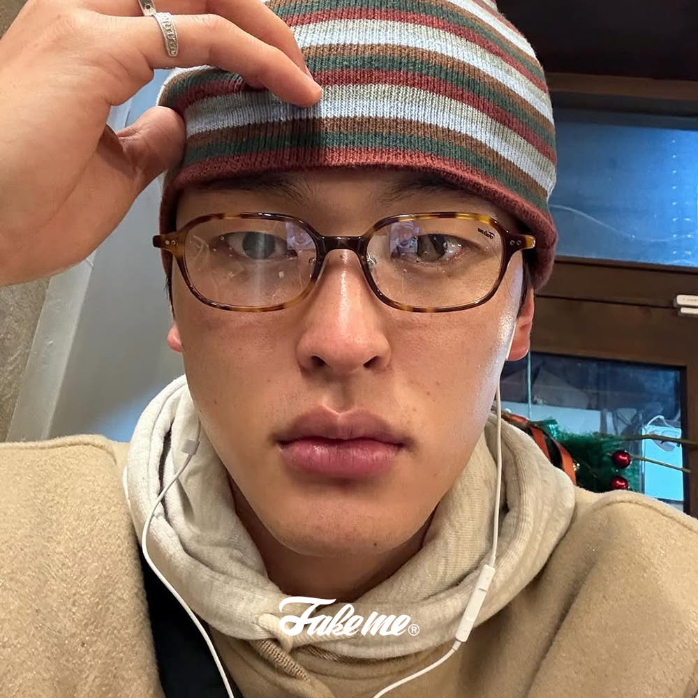 페이크미 보호 boho DEM 호피 여자 남자 얇은 씬스퀘어 뿔테 안경테 - 상세 이미지 4