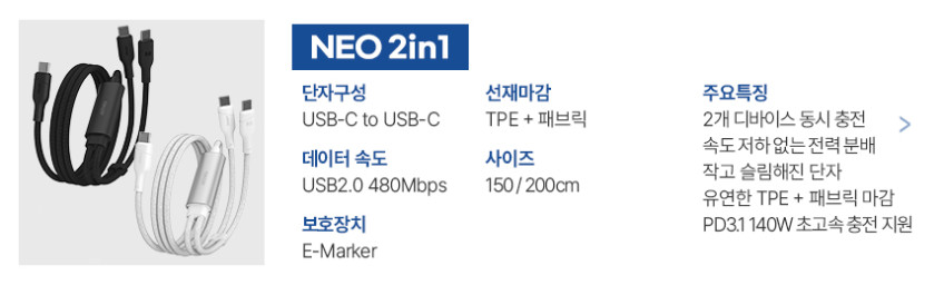 USB PD C타입 to C GEN2 240W 5A 고속충전 케이블 1m 판매처 상세 정보 이미지 4