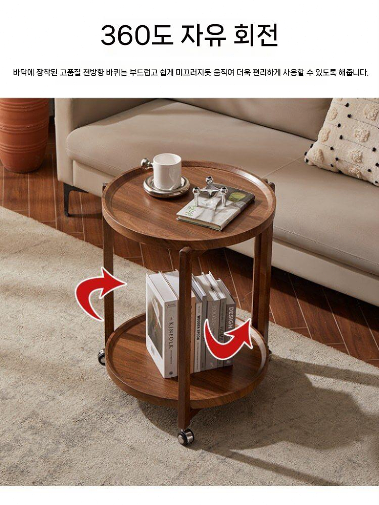 티테이블 좌탁 원형 베란다 프레임 틈새 협탁 사이드 인테리어 우드 - 상세 이미지 2