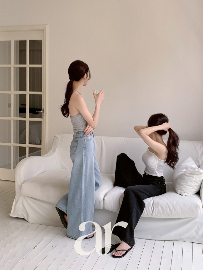 하이웨스트 2기장 워싱 와이드 썸머 데님 팬츠 ps5904 이미지 8