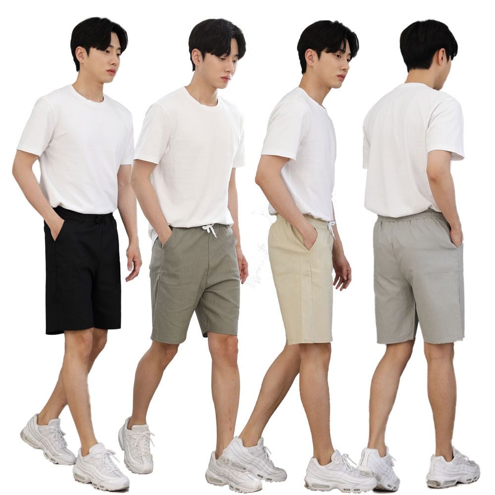 여름 린넨반바지 M부터 3XL 면 마바지 빅사이즈 밴딩 - 상품 이미지