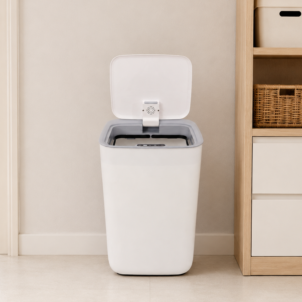 자동센서 휴지통 대용량 냄새차단 스마트쓰레기통 22L 화이트 - 상품 이미지