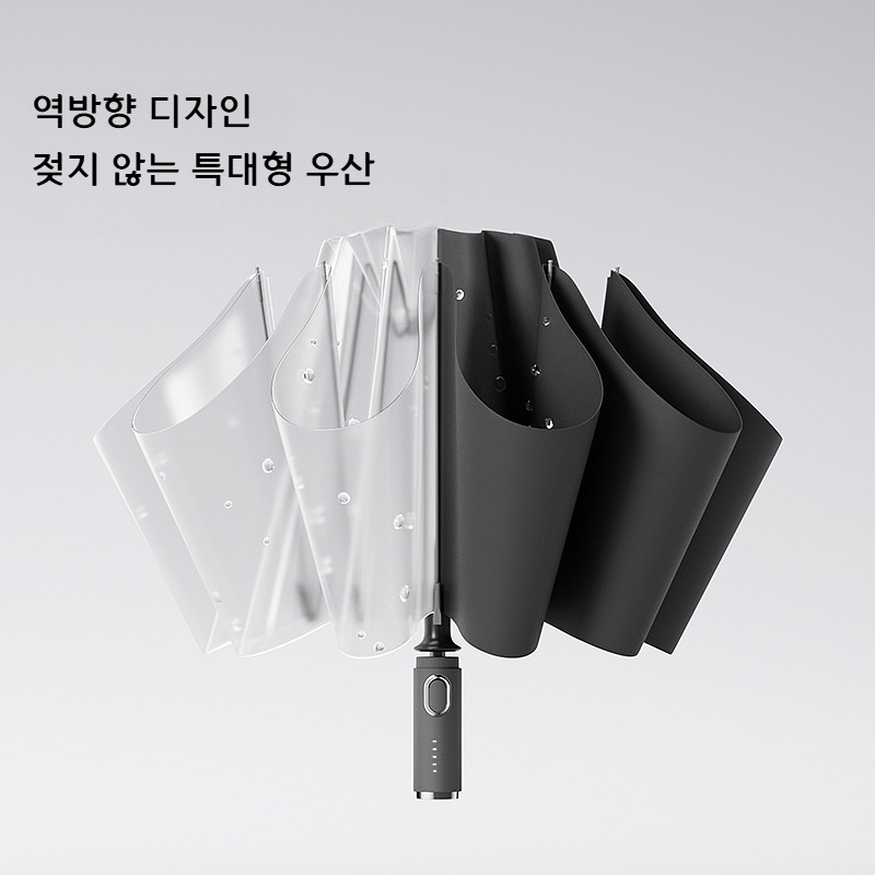 자동 접이식 우산 16본살 방풍 대형 블랙 - 상세 이미지 3