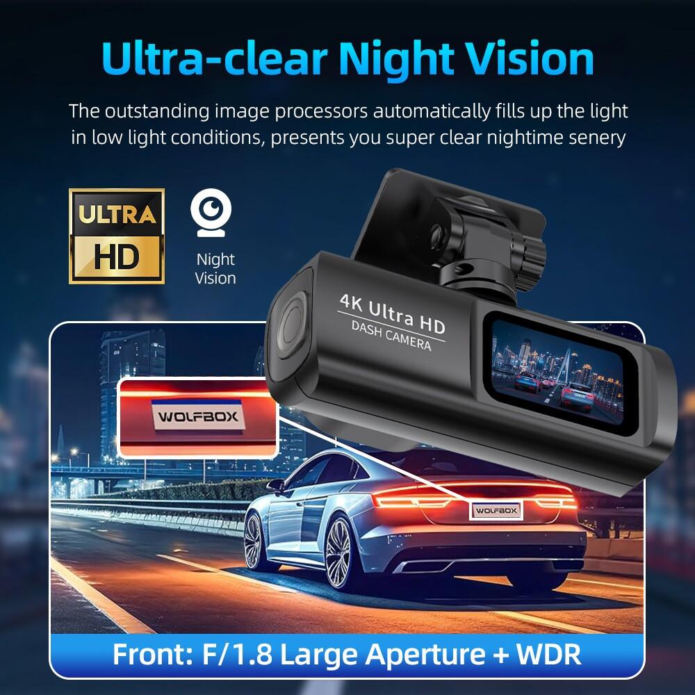 룸미러 블랙박스 듀얼 카메라 차량용 대시캠 주차 녹화 전방+후방+WiFi 64G 메모리 포함 듀얼 렌즈 - 상세 이미지 4