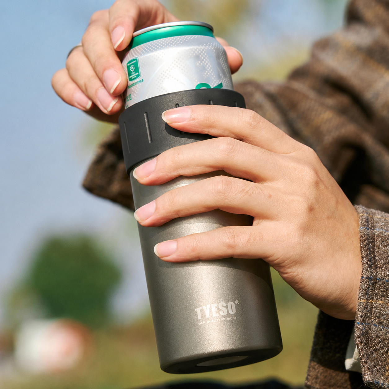 캔쿨러 맥주시원하게 캔맥주 홀더 소주 보냉 컵 겸용 페트병쿨러 TYSEO 520ml, 실버 - 상품 이미지