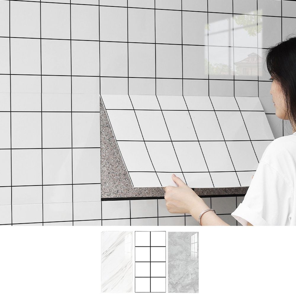 접착식 벽 데코 타일시트지 10p 주방벽 접착 30X60cm - 상품 이미지