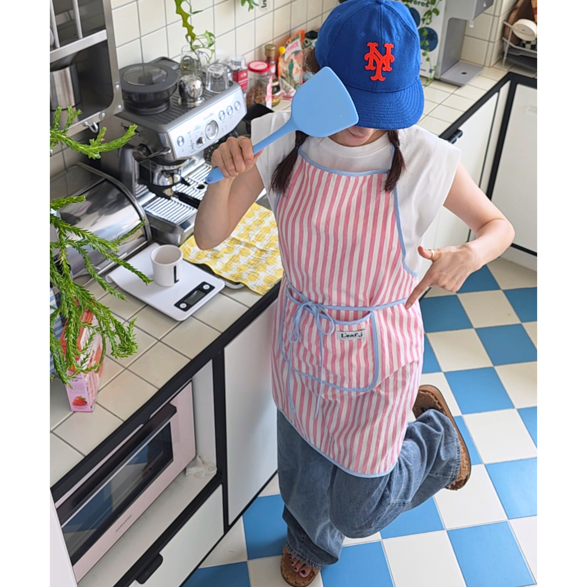 방수 앞치마 스트라이프 카페 꽃집 일반형 - 상품 이미지