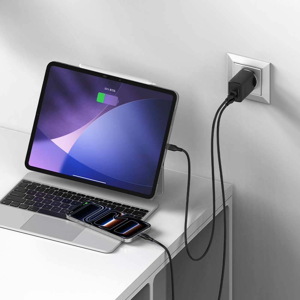 PD 50W PPS GaN 듀얼 접지 초고속 충전기 GB502 블랙 이미지 7