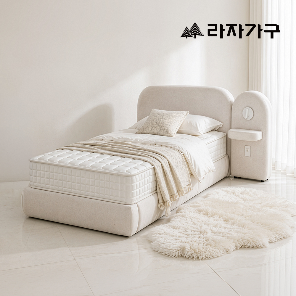 세라 조야 패브릭 신혼 부부 넓은 호텔 헤드형 서랍 수납 라지킹 침대 프레임 LK+필로우탑 - 상세 이미지 4