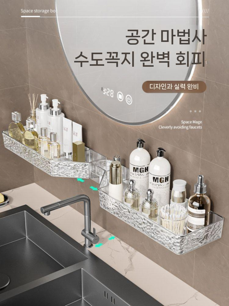 무타공 접이식 선반 화장실 수납 욕실 벽걸이형 코너 그린 2세트 이미지 6