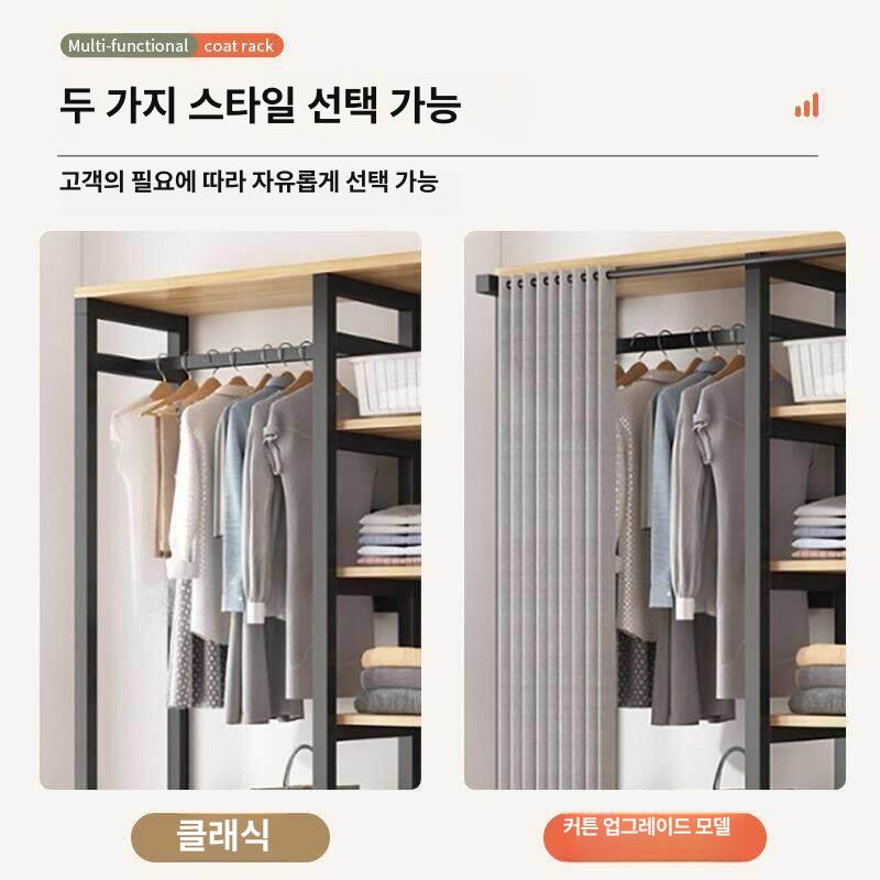 조립식 옷장 커튼 드레스룸 행거 철제 수납장 시스템장 B 160x45x200 그레이 - 상세 이미지 5