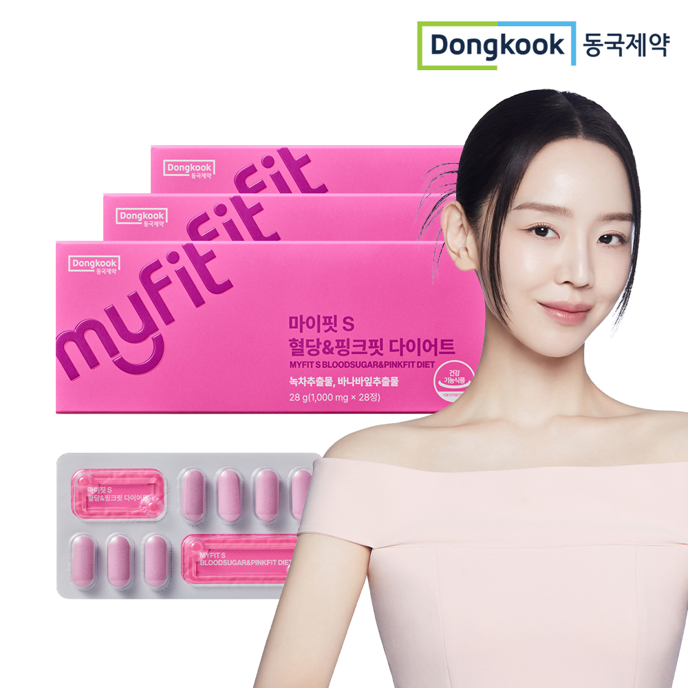 동국제약 마이핏S 혈당핑크핏 다이어트 체지방감소 녹차카테킨 바나바잎추출물 28정, 3개 - 상품 이미지