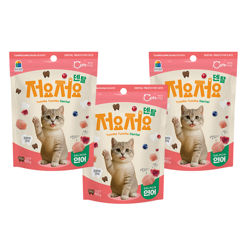 캐츠랑 저요저요 덴탈 고양이스낵 연어, 60g, 3개 - 상품 이미지