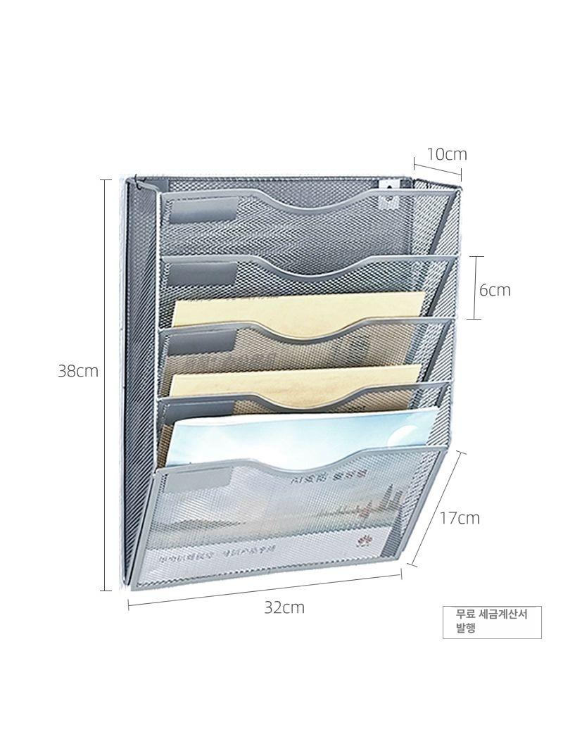 벽걸이 서류 보관함 경사형 문서 정리함 스탠드형 파일함 블랙 A4 단층 행잉 바스켓 - 상세 이미지 2