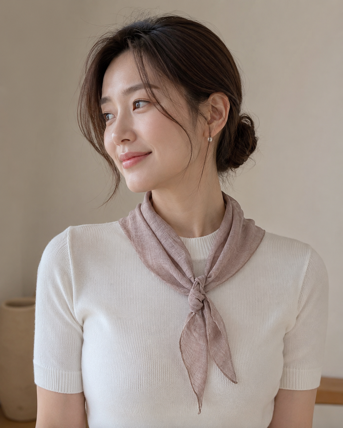 여름 목 삼각 스카프 여름용 명품 방도 쁘띠 주름 종류 할머니 스카프 이미지 6