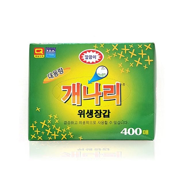 깔끔이 개나리 대용량 일회용 비닐 위생 장갑 400매 - 상품 이미지