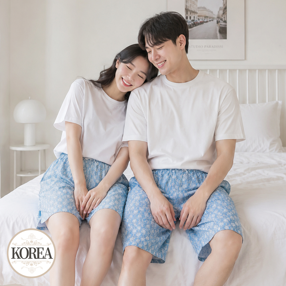 여름 커플 여름 남성 여성 반바지 파자마 실내복 PJ메리고(레이온 5부) - 상품 이미지
