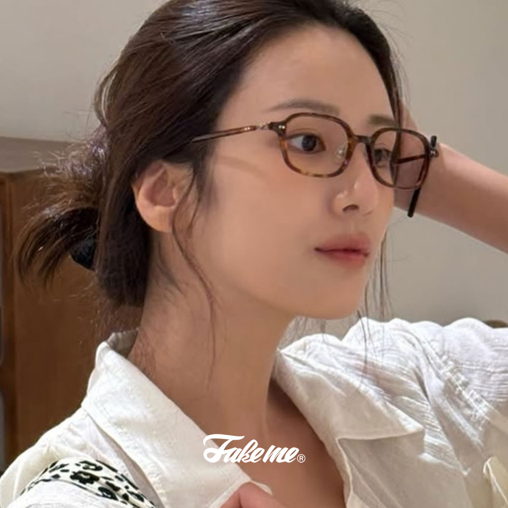 페이크미 보호 boho DEM 호피 여자 남자 얇은 씬스퀘어 뿔테 안경테 - 상세 이미지 2