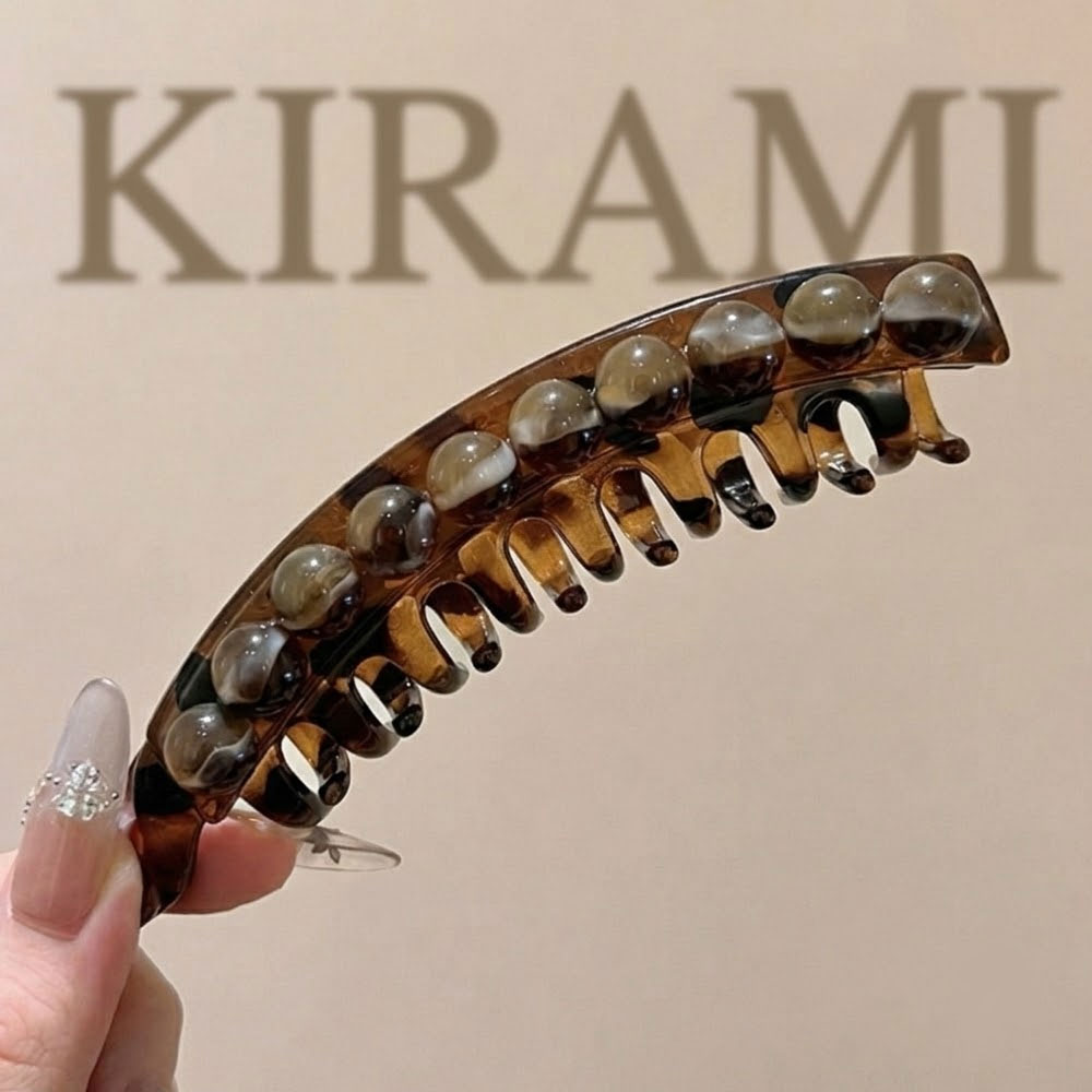 진주 라인 바나나핀 포니테일 집게삔 숱많은 머리핀 이미지 7