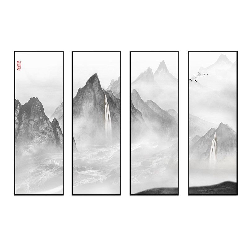 동양화 그림 인테리어 풍수 감성 사무실 현관 A 매트 블랙 35x100x4cm 이미지 7