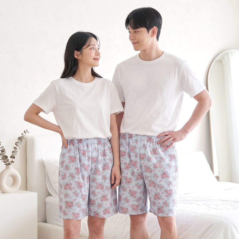 커플 반바지 파자마 잠옷 여름 남성 여성 실내복 PJ로즈가든(레이온5부) 이미지 8