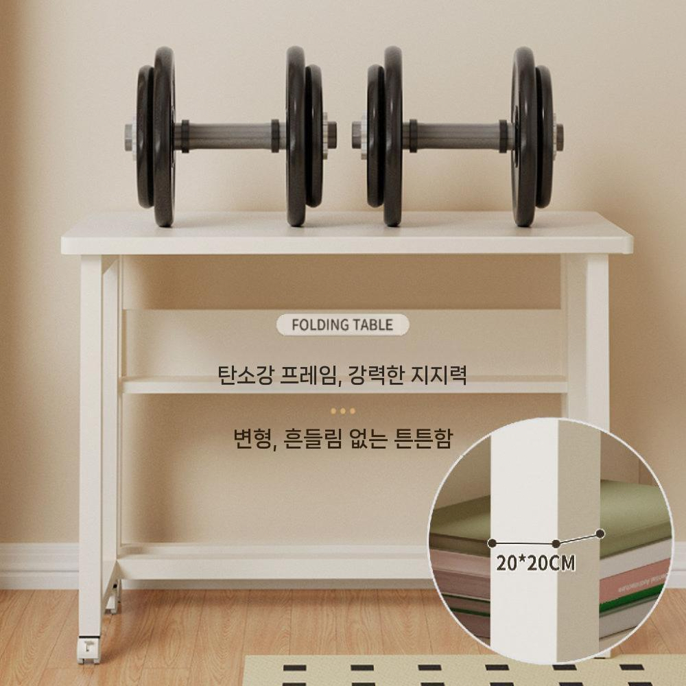 이동식 접이식 테이블 바퀴 탁자 티테이블 슬림 원룸 책상 80x58cm 이미지 6