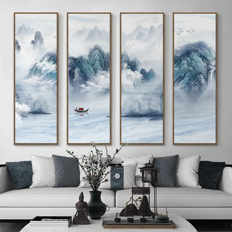 동양화 그림 인테리어 풍수 감성 사무실 현관 A 매트 블랙 35x100x4cm 이미지 6