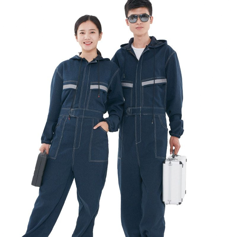 데님 작업복 점프슈트 보호복 현장 카센터 공장 근무복 정비 - 상세 이미지 3