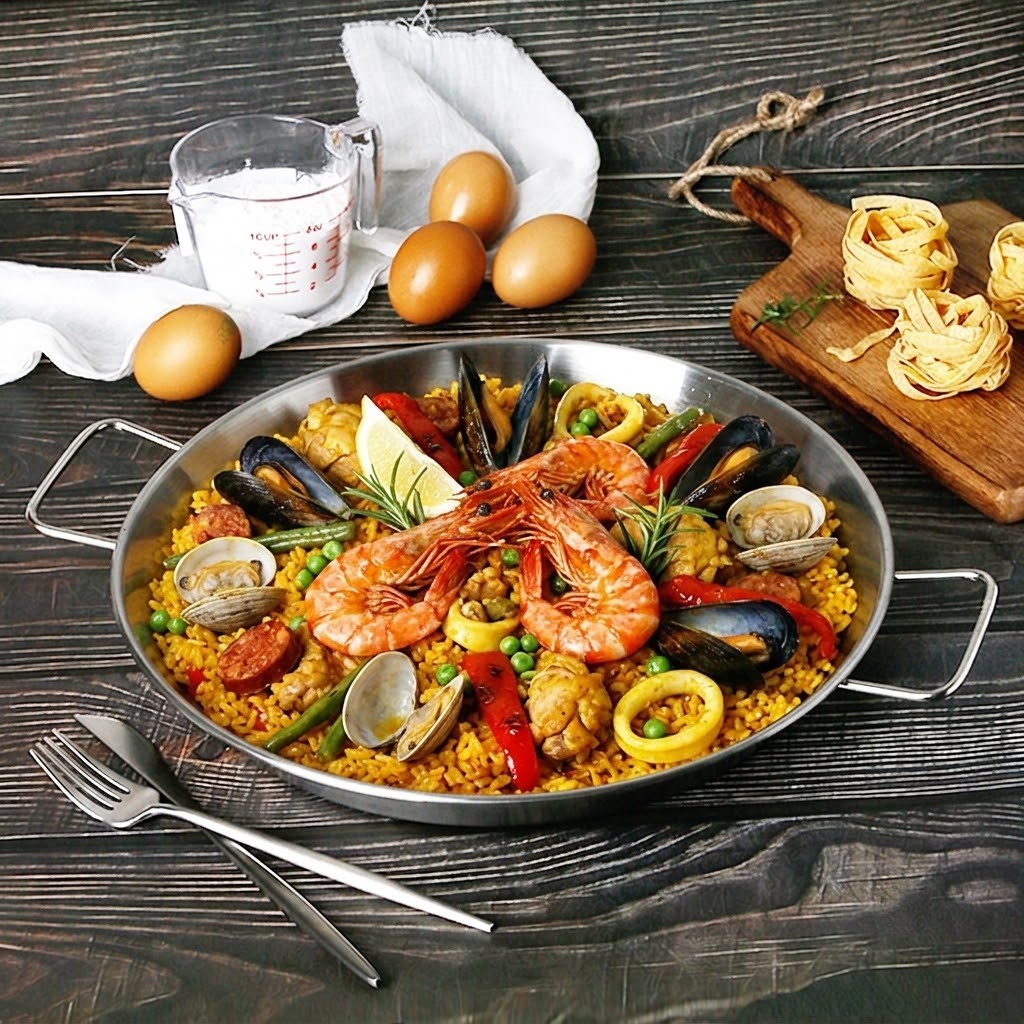 국내생산 304스텐 빠에야팬 접시 후라이팬 브런치팬 32cm, 스텐 이미지 6