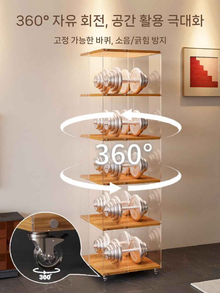 아크릴 회전 책장 선반 이동식 틈새 수납 책꽂이 철제 5단 - 상세 이미지 3