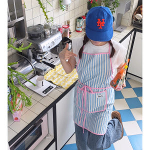 리프제이 앞치마 스트라이프 체크 도트 꽃집 카페 목걸이형 솔직 후기 | 실제 배치 사진 포함 - 상품 이미지 1