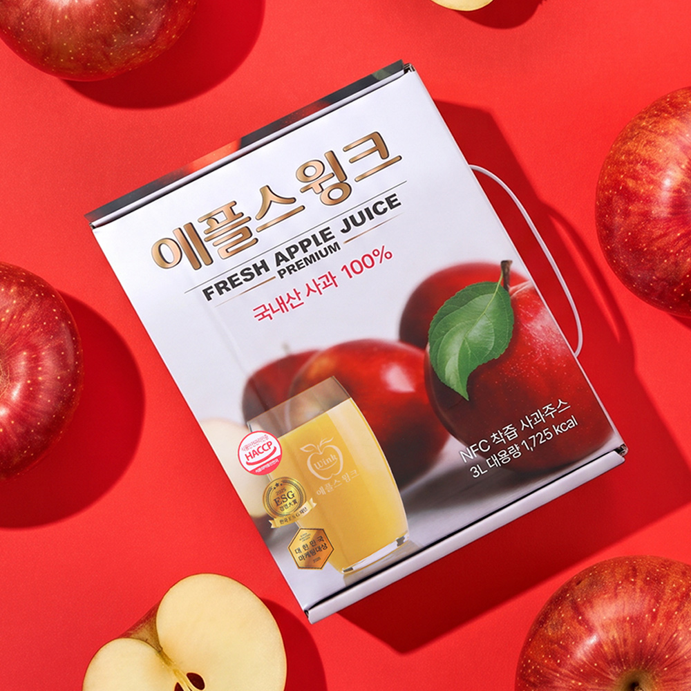 애플스윙크 프리미엄 100% 문경 사과즙 (감홍사과 블렌딩) 3L 대용량 무첨가 사과주스 이미지 8