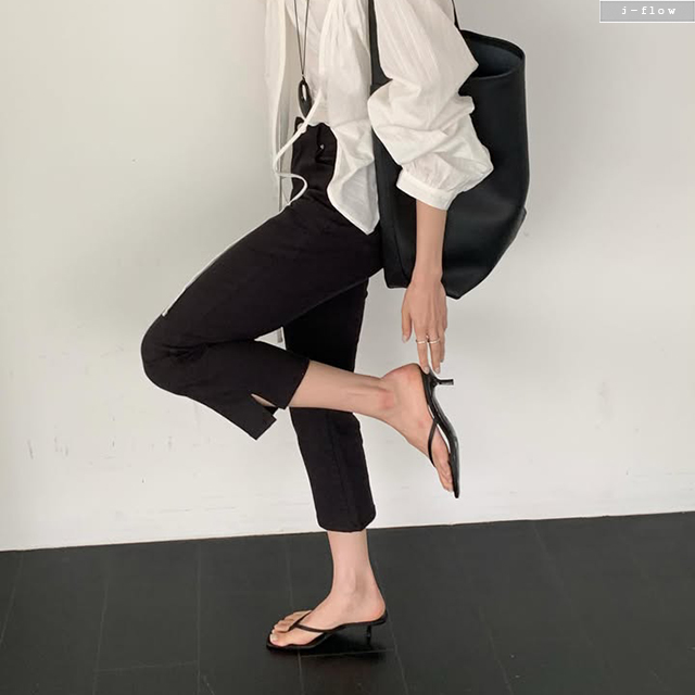 밴서 절개 8부 카프리 팬츠 2col S,M 여름 코튼 스판 미디팬츠 클래식 제이플로우 - 상세 이미지 3